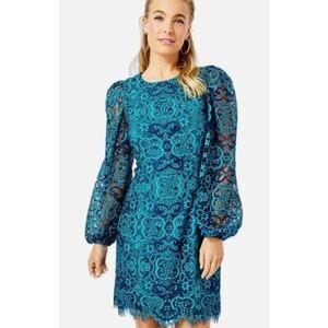 NWT Lilly Pulitzer Mini Dress Georgi Valencia Teal Carnival Lace Blue Size 6